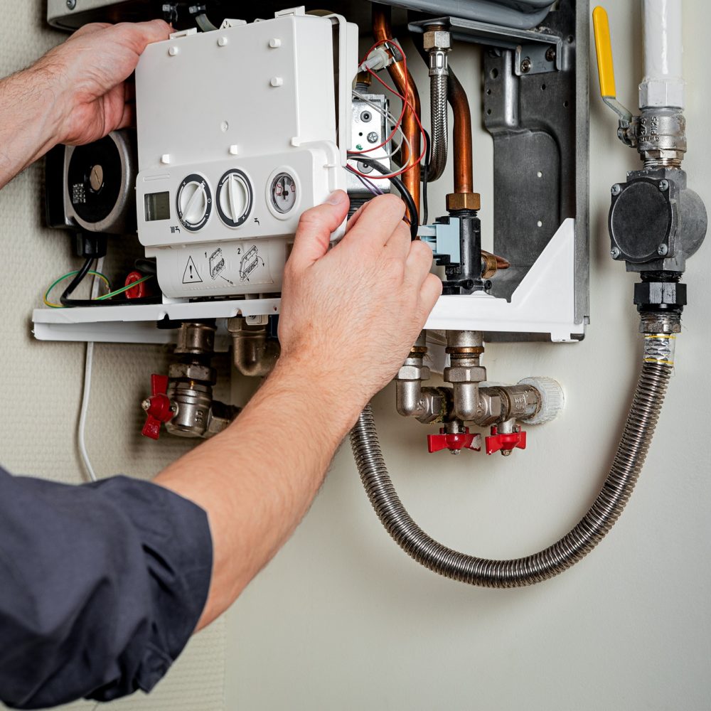 Repair of a gas boiler.