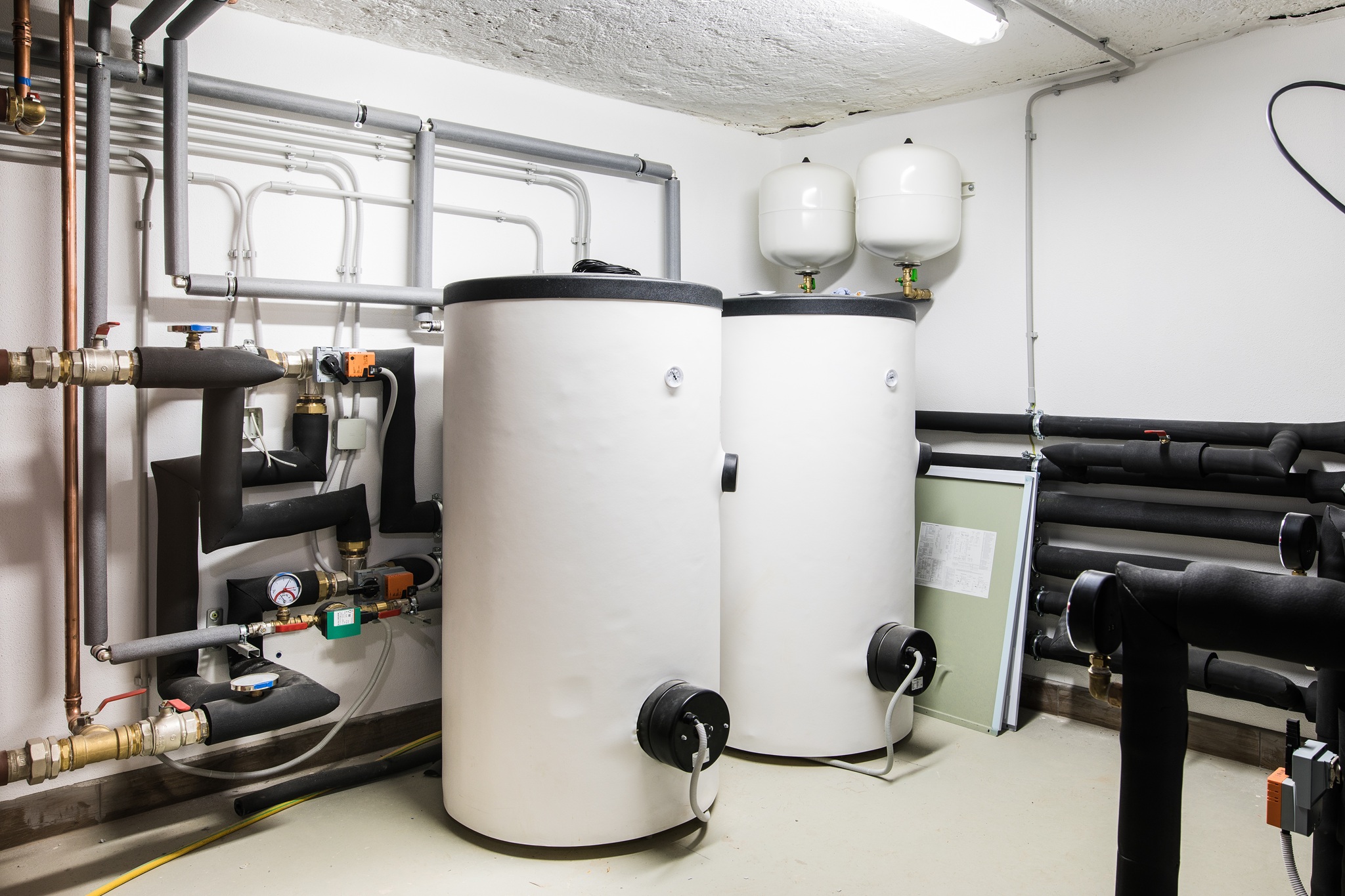 home heating control room with wtihe boilers