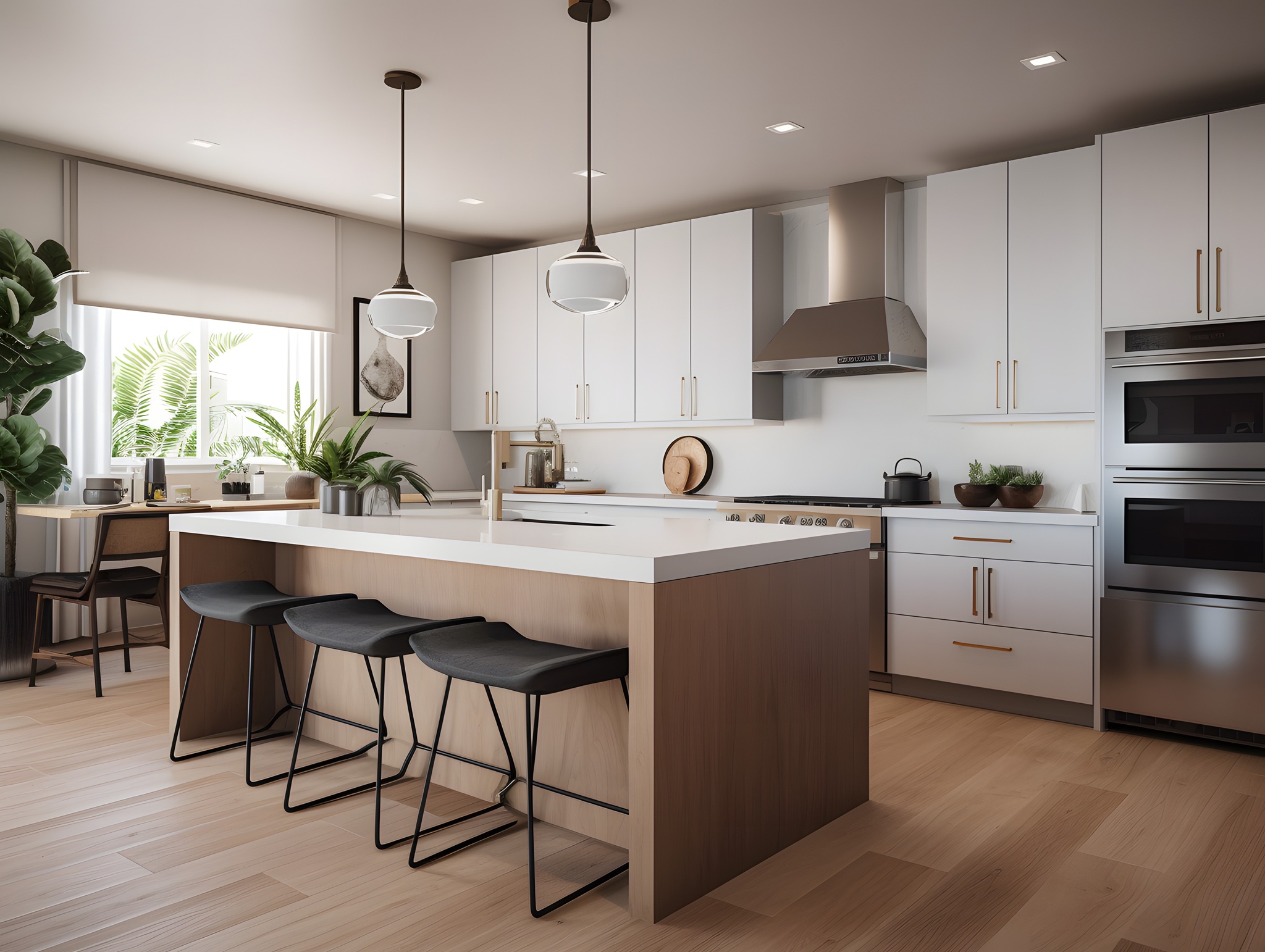 Sleek and Stylish: Modern Minimalist Kitchen, Generative Ai